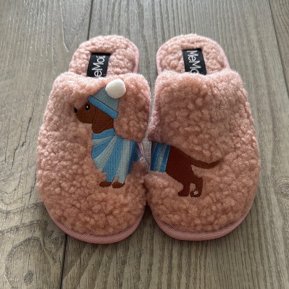 Pink Fuzzy Dog Slippers